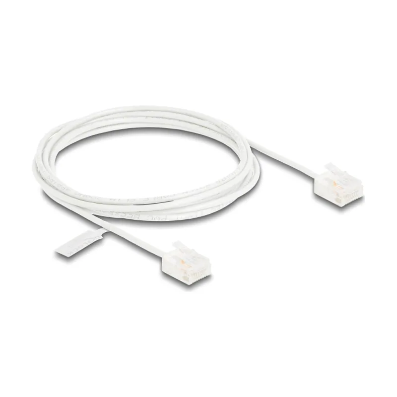 Delock Cable de red RJ45 Cat.6 UTP Ultra Slim 2 m blanco con enchufes cortos
