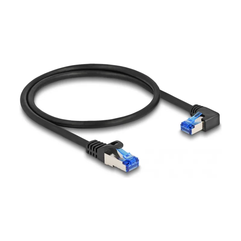 Delock Cable de red RJ45 Cat.6A S/FTP recto/acodado a la derecha 0,5 m