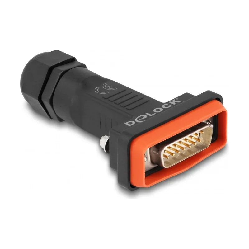 Delock D-Sub de 15 pines macho con carcasa IP67 resistente al agua