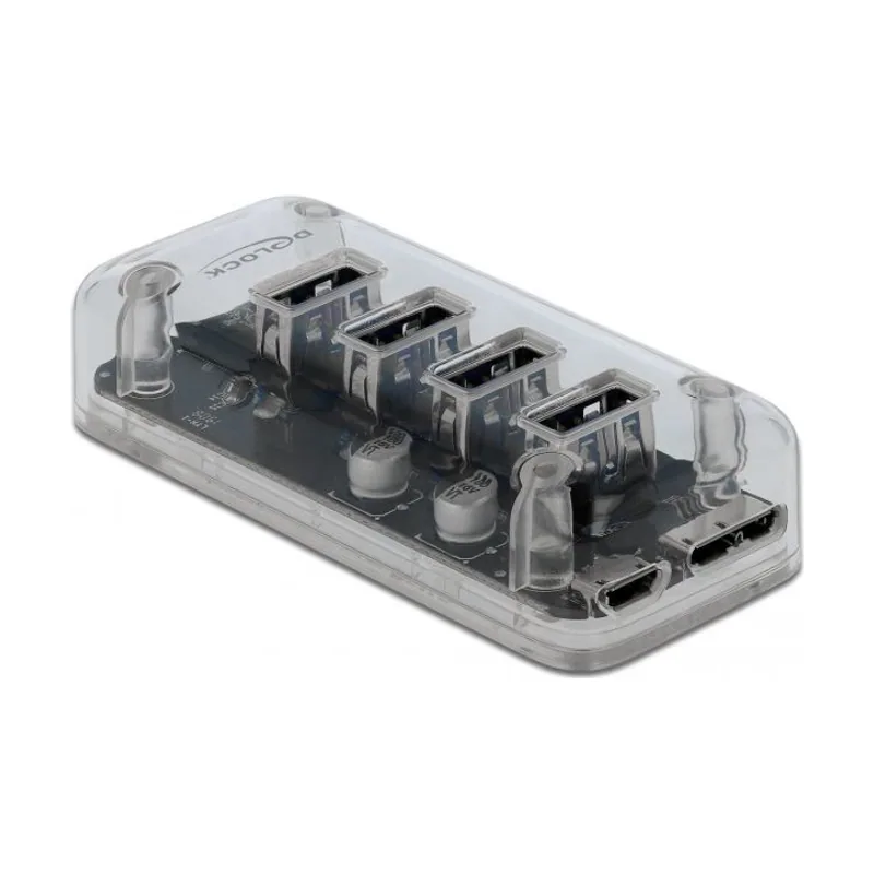 Delock Concentrador USB 3.0 externo con 4 puertos transparentes