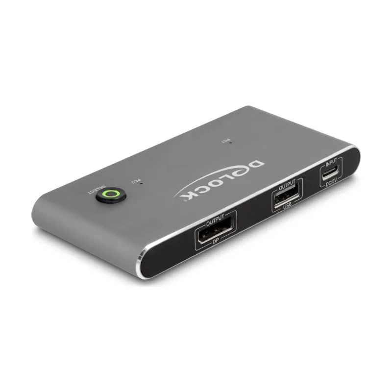 Delock Conmutador KVM USB-C a DisplayPort 8K 30 Hz con USB 2.0