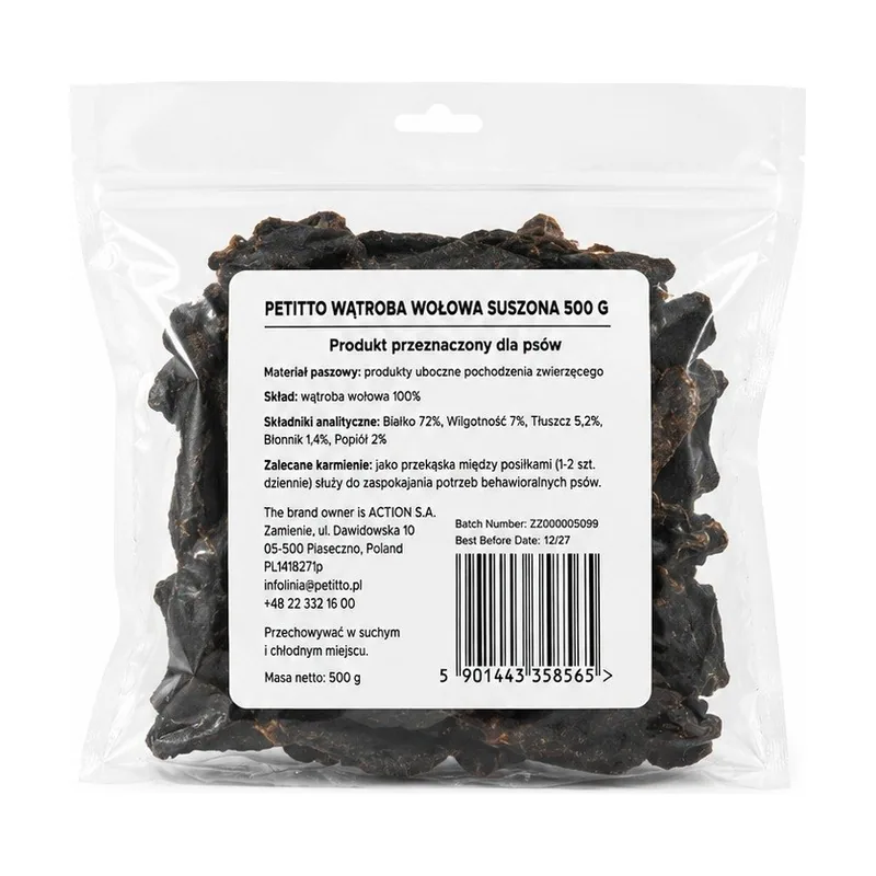 Petitto wątroba wołowa suszona 500g
