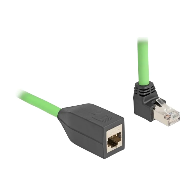 Delock Cable de extensión de red RJ45 Cat.6A macho acodado hacia arriba a hembra SF/UTP adecuado para cadenas de arrastre PUR TPU 5 m