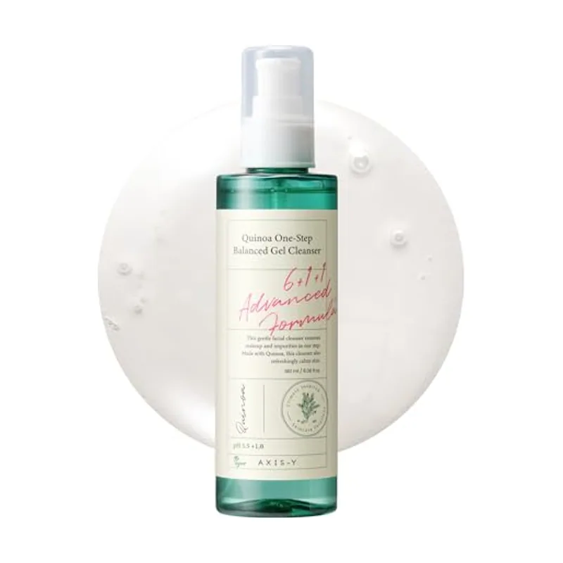 Axis-Y Quinoa One Step Balanced Gel Cleanser Gel Limpiador Facial Desmaquillante De Hidratación Profunda 6.08 Onzas Líquidas.