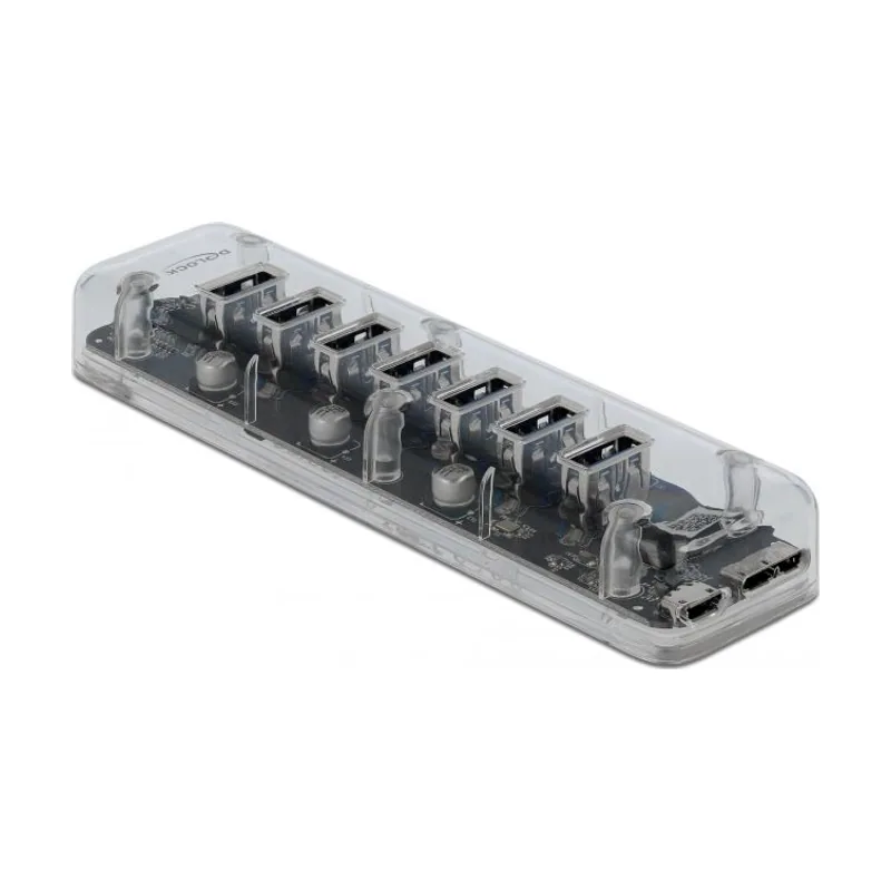 Delock Concentrador USB 3.0 externo con 7 puertos transparentes