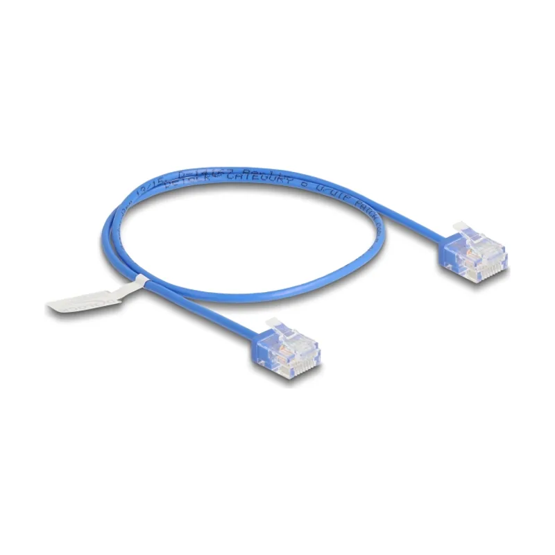 Delock Cable de red RJ45 Cat.6 UTP Ultra Slim 0,5 m azul con enchufes cortos