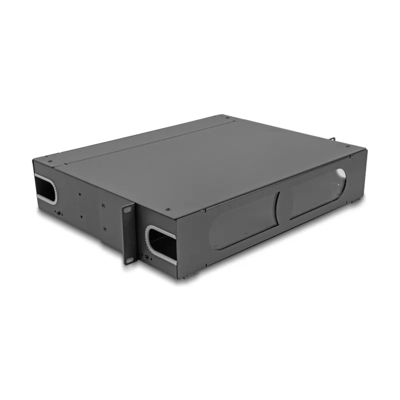 Delock Panel de Conexiones de 19" de Fibra Óptica con ventana de visualización sin equipar 2U