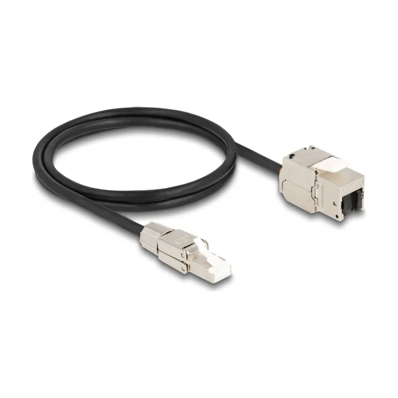 Delock Cable RJ45 macho montaje en campo a Módulo Keystone RJ45 hembra Cat.6A de 1 m