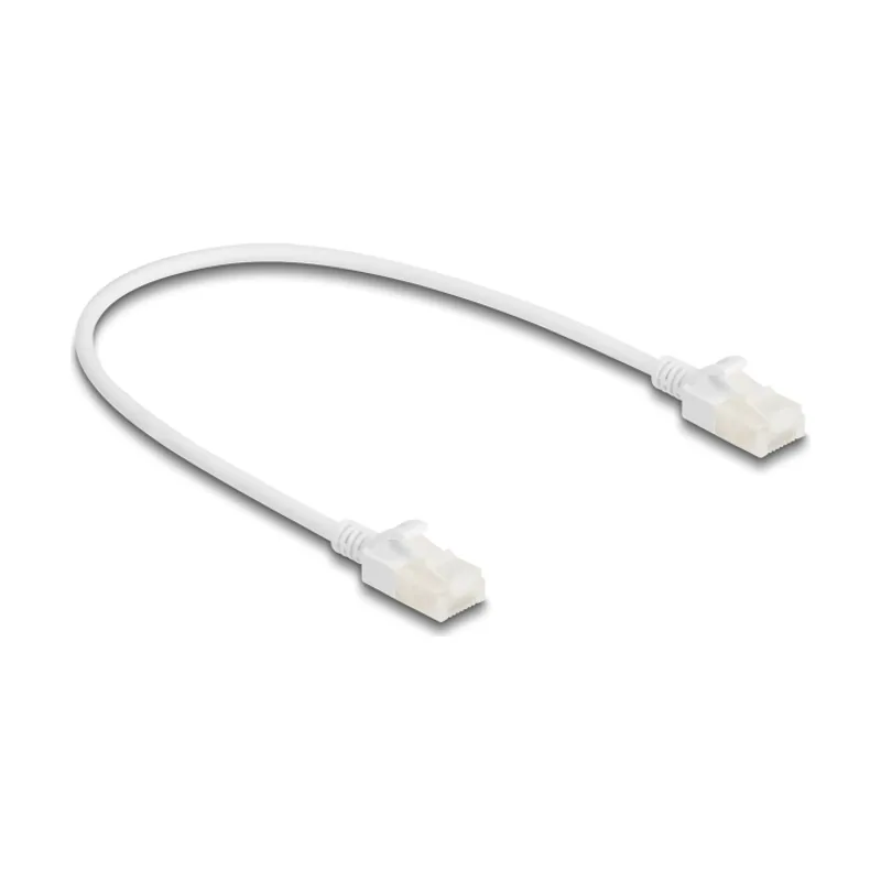 Delock Cable de red RJ45 Cat.6A macho a macho con pestillo robusto para uso industrial U/UTP Slim 0,3 m