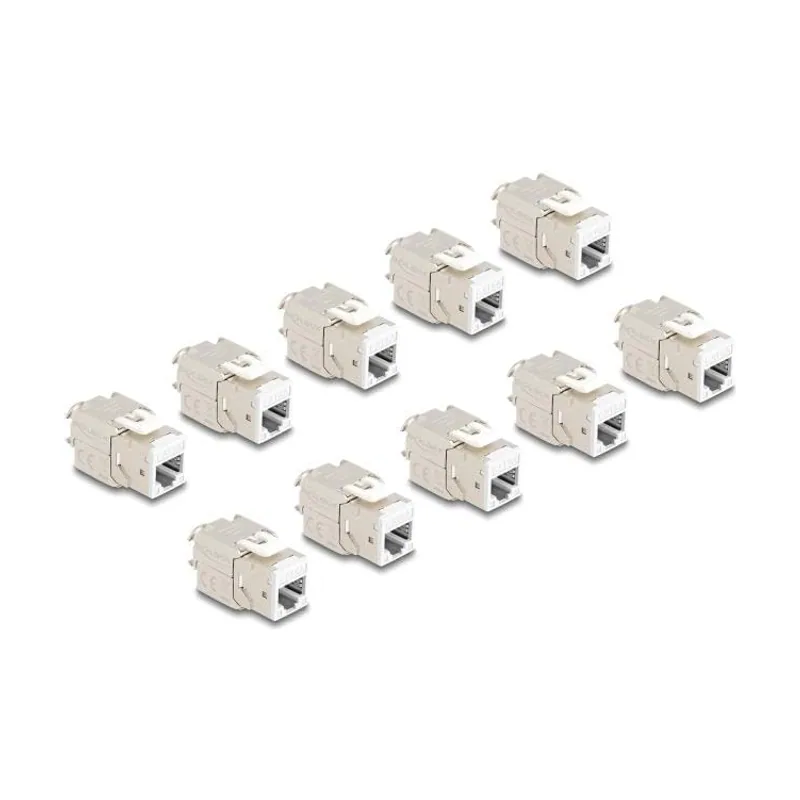 Delock Módulo Keystone RJ45 hembra a LSA Cat.6A montaje sin herramientas blanco juego 10 piezas