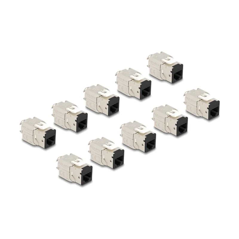 Delock Módulo Keystone RJ45 hembra a LSA Cat.6A montaje sin herramientas negro juego 10 piezas