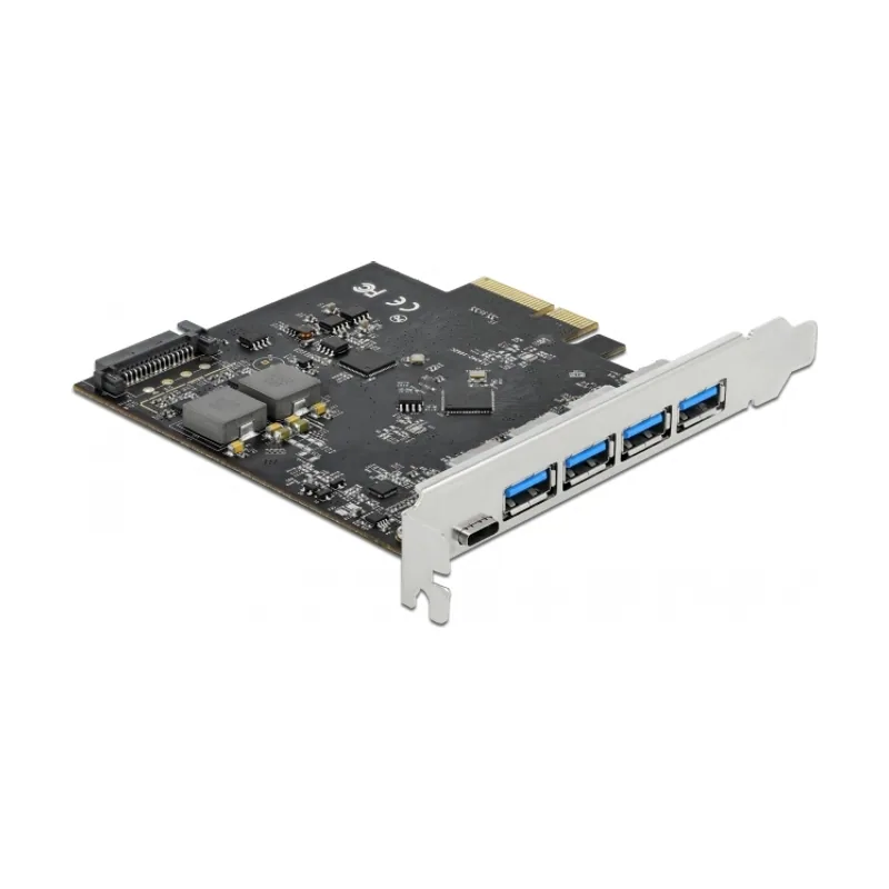 Delock Tarjetas PCI Express x4 a 1 x USB Type-C + 4 x USB Tipo-A