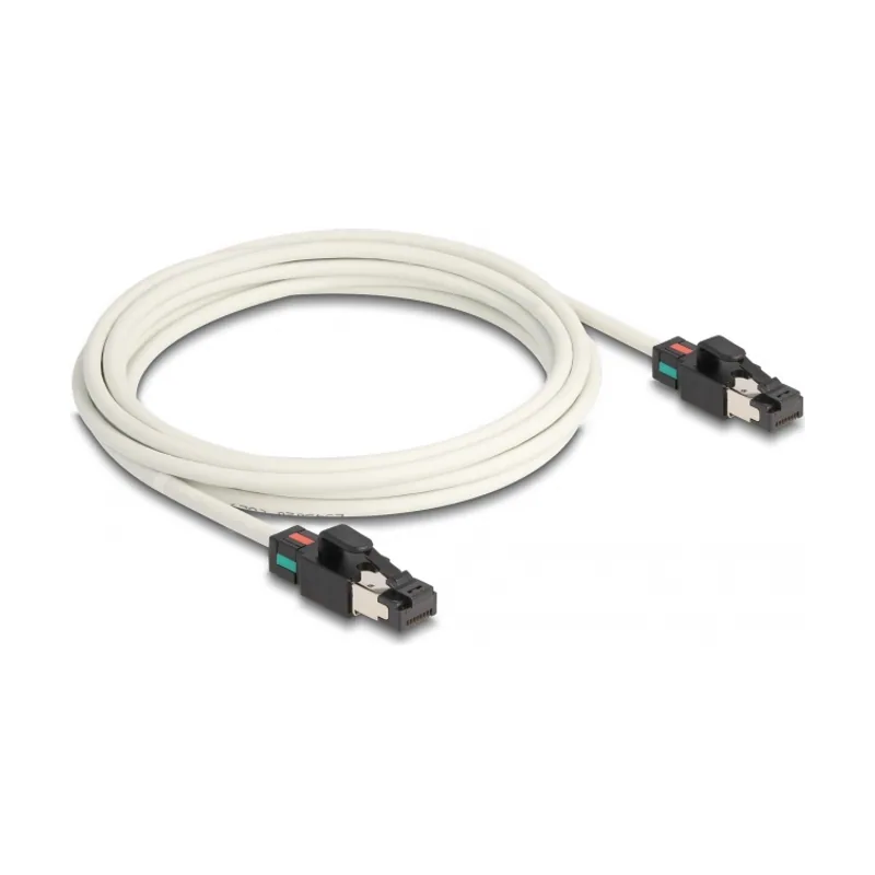 Delock Cable de red RJ45 macho a macho Cat.6A S/FTP con clips de giratorios de 3 m
