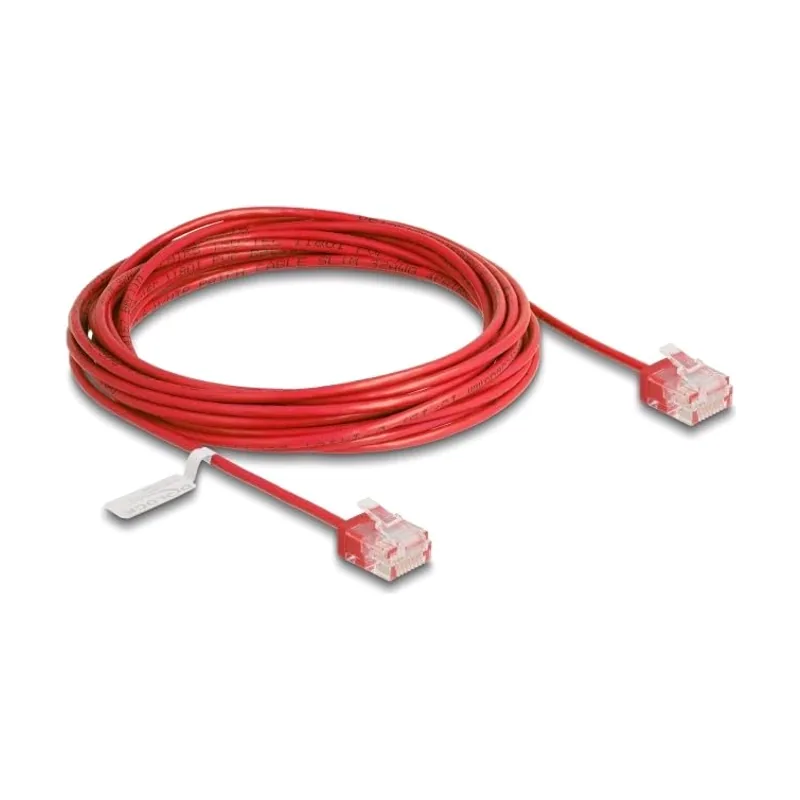 Delock Cable de red RJ45 Cat.6 UTP Ultra Slim 5 m rojo con enchufes cortos