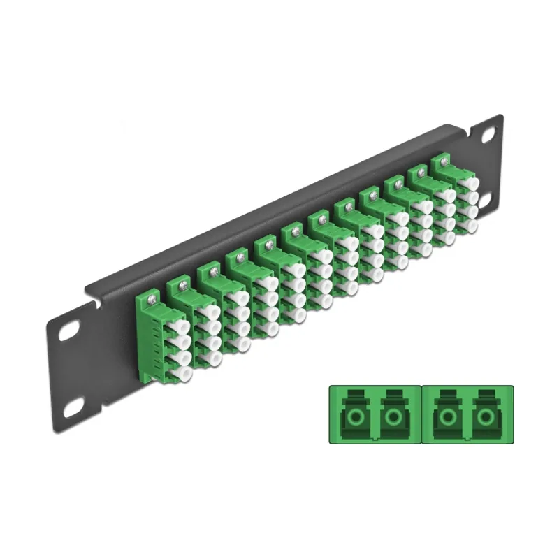 Delock Panel de conexión de fibra óptica de 10" de 12 puertos LC Quad verde 1U