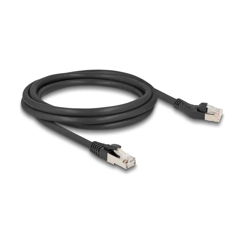 Delock Cable de red RJ45 Cat.8.1 S/FTP macho 45° ángulo izquierdo a macho recto hasta 40 Gbps 2 m
