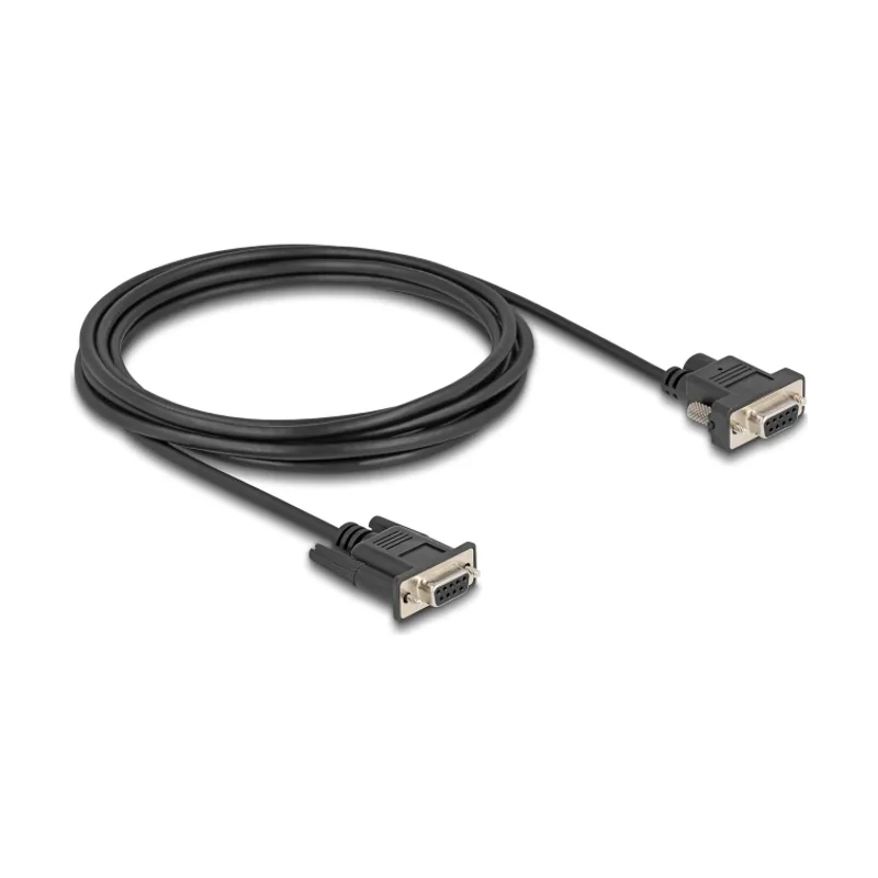 Delock Cable serie RS-232 D-Sub9 hembra to D-Sub9 hembra Conexión de alimentación en el Pin 9 3 m