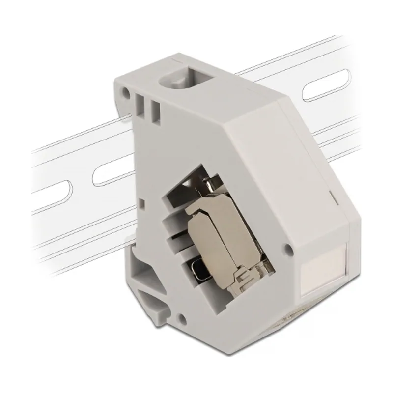 Adaptador de carril DIN con módulo Keystone RJ45 hembra Cat.6A LSA