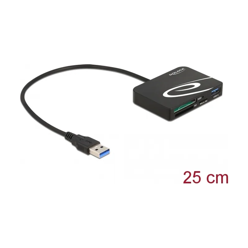 Delock Lector de tarjetas para tarjetas de memoria XQD/SD/Micro SD + puerto USB Tipo-A