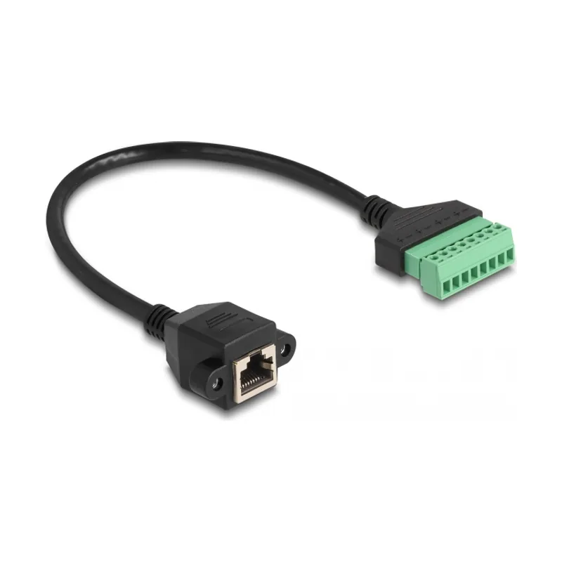Delock Cable RJ45 Cat.6 hembra a adaptador de bloque de terminales para empotrar 30 cm 2 piezas