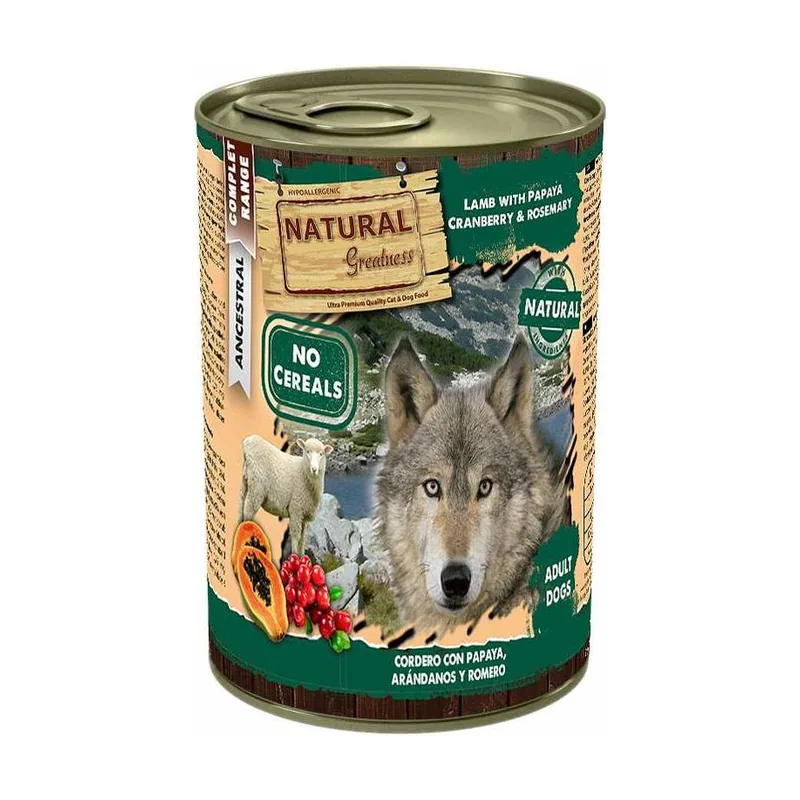 Natural Greatness 400 g Cordero con Papaya lata