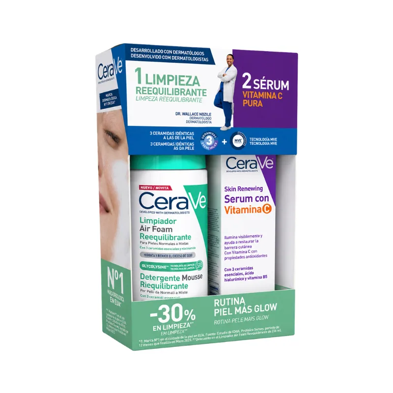 CeraVe Pack Limpiador Air Foam 148ml + Sérum Vitamina C 30ml