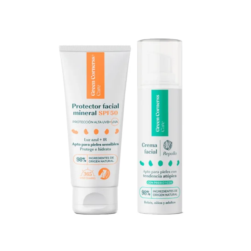 Green Cornerss Pack Crema Facial Repollo 50ml + Protector Facial Mineral Spf50