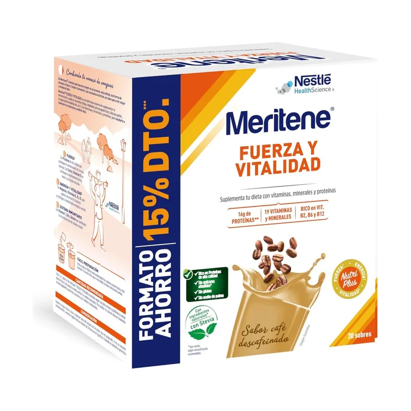Meritene Fuerza Y Vitalidad Sabor Café Descafeinado 30 Sobres - Nestle