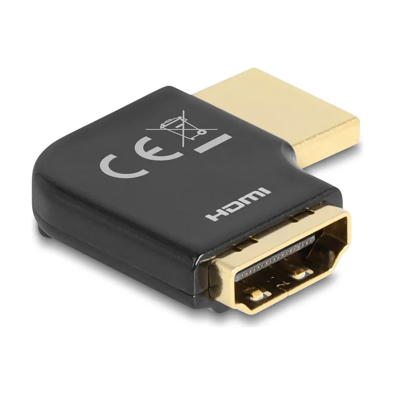 Adaptador HDMI macho a hembra 90° acodado a la izquierda 8K 60 Hz metal