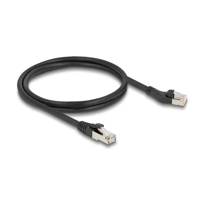 Cable de red RJ45 Cat.8.1 S/FTP macho 45° ángulo izquierdo a macho recto hasta 40 Gbps 1 m