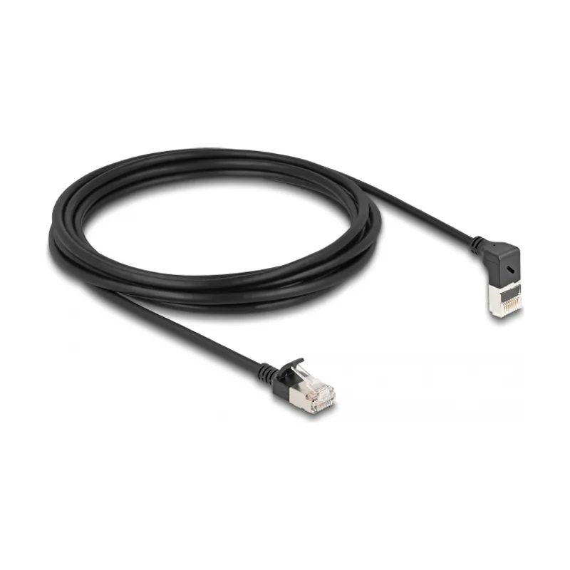 Cable de red RJ45 Cat.6A S/FTP Slim 90° acodado hacia arriba/recto 3 m