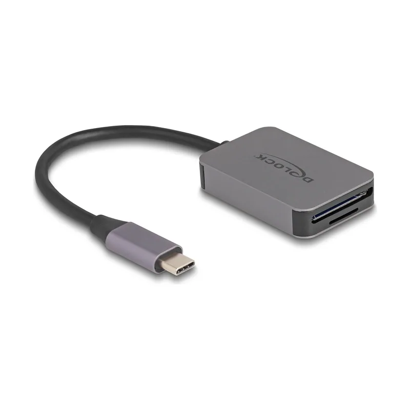 Lector de tarjetas USB Type-C en carcasa de aluminio para tarjetas de memoria SD o Micro SD