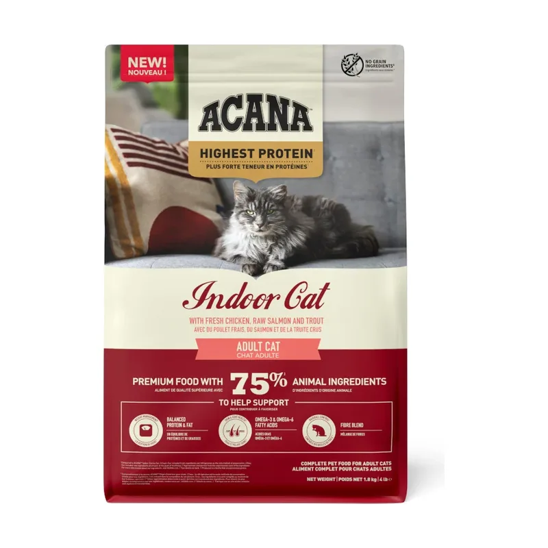 Acana 1.8 kg Highest Protein Indoor Pollo Salmón y Trucha Pienso para gatos