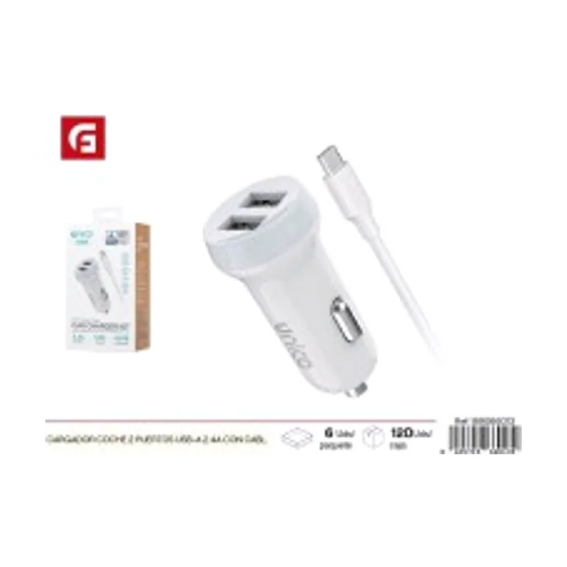 Unico Cargador coche 2usb a+cable tipoc cc6013
