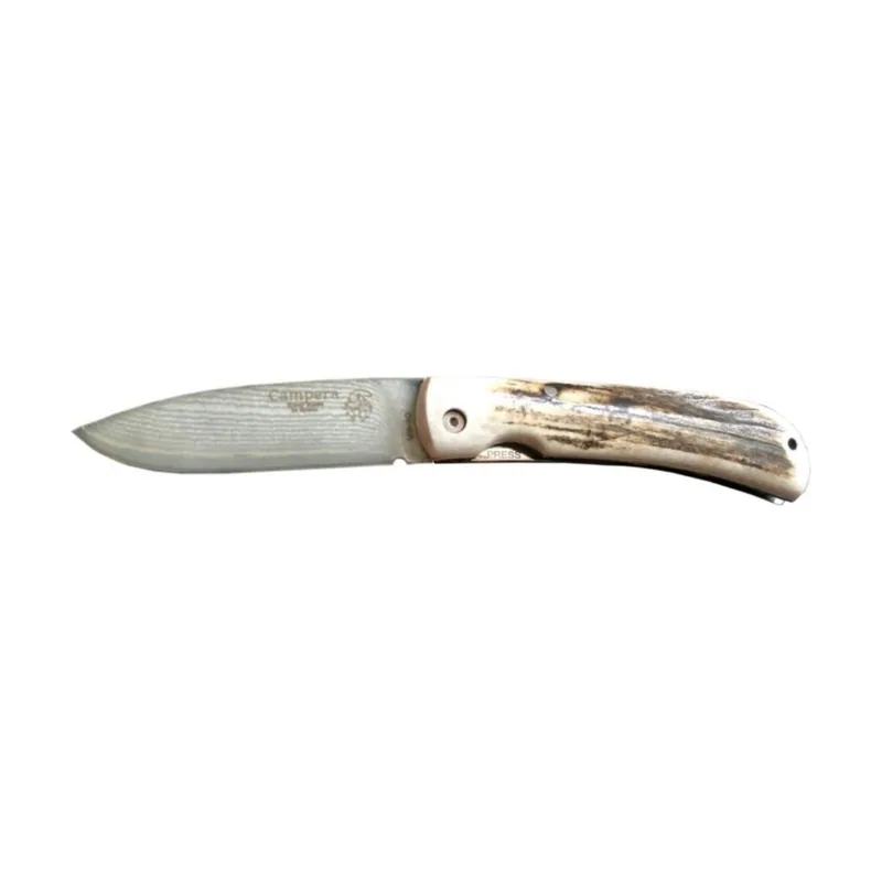 J&V Adventure Knives Navaja Campera J&V Asta de Ciervo VG10 8,7 cm con Empuñadura Seleccionada para Camping Pesca y Actividades Outdoor