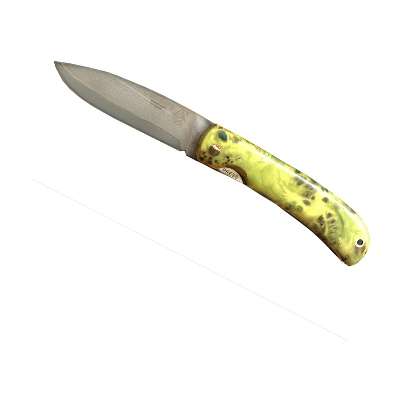 Navaja Campera J&V Madera Estabilizada Verde VG10 8,7 cm con Empuñadura Seleccionada para Camping Pesca Senderismo y Actividades Outdoor