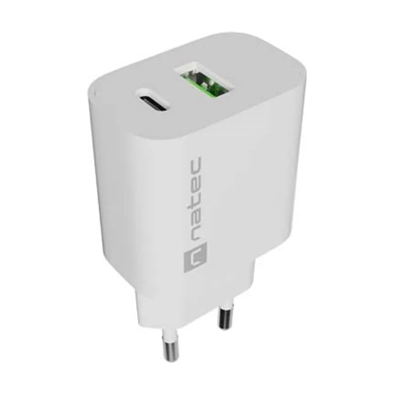 Natec Cargador de red ribera 1x usb-a + 1x usb-c