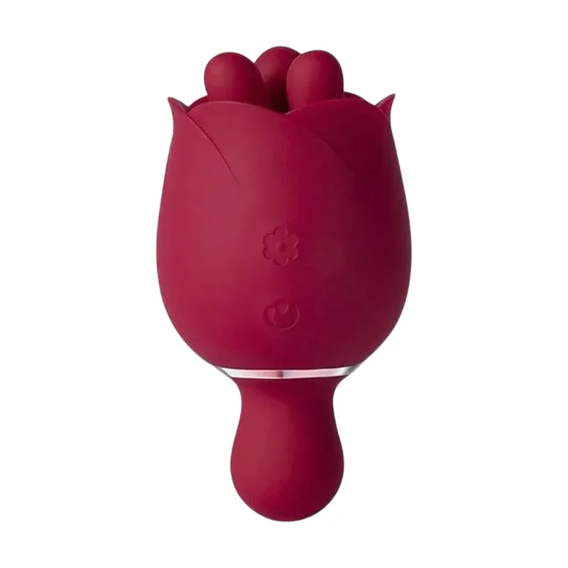 Rosewyn, vibrator & pinpoint stimulator 2-in-1, 9 rotating modes & finger pinching stimulation, rose, usb rechargeable, silicone+abs, 10.57 × 4,45 cm, red