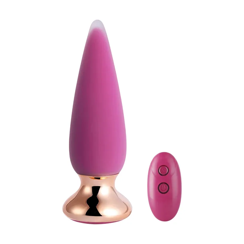 Doro plus, vibrating anal plugs, 10 vibrating modes, remote control, curved, usb rechargeable, abs+medical silicone, 12.00 × 3.40 × 3,40 cm, pink