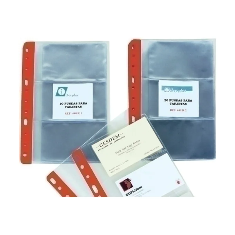 Funda para tarjetas pvc 150µ 4º 3 dptos. 11 tal.rfzo. paquete de 20
