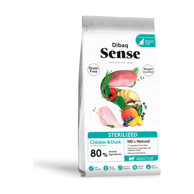 Dibaq 1.5 kg Sense Sterilized Grain Free Adult Pollo y Pato pienso