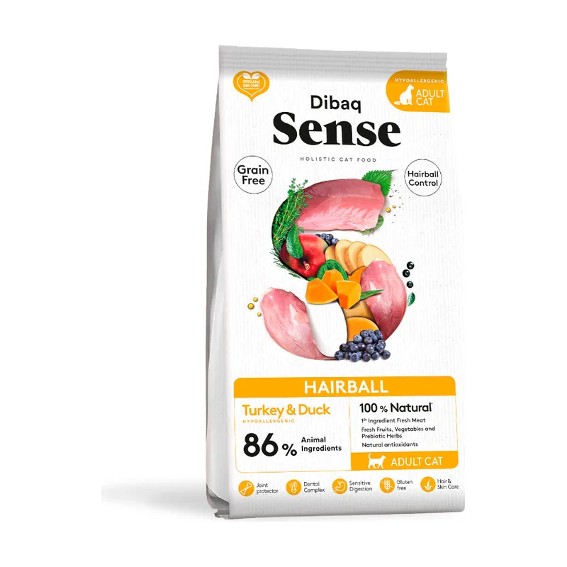 Dibaq 1.5 kg Sense Hairball Grain Free Adult Pavo y Pato pienso