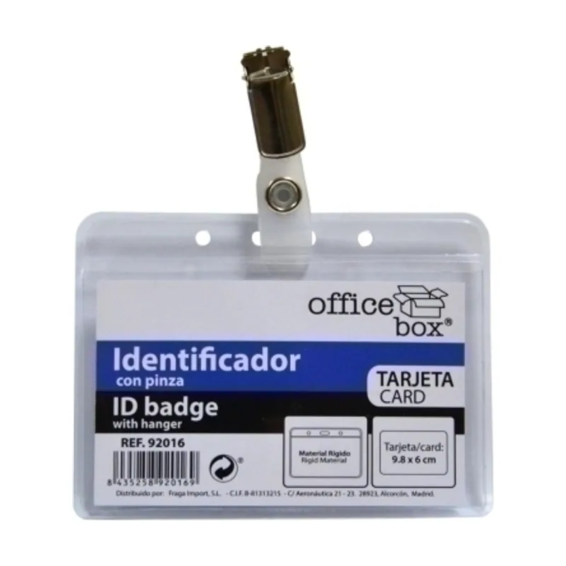 Funda distintivo rigido 92016 con pinza para tarjetas de identificacion y pases de seguridad paquete de 10
