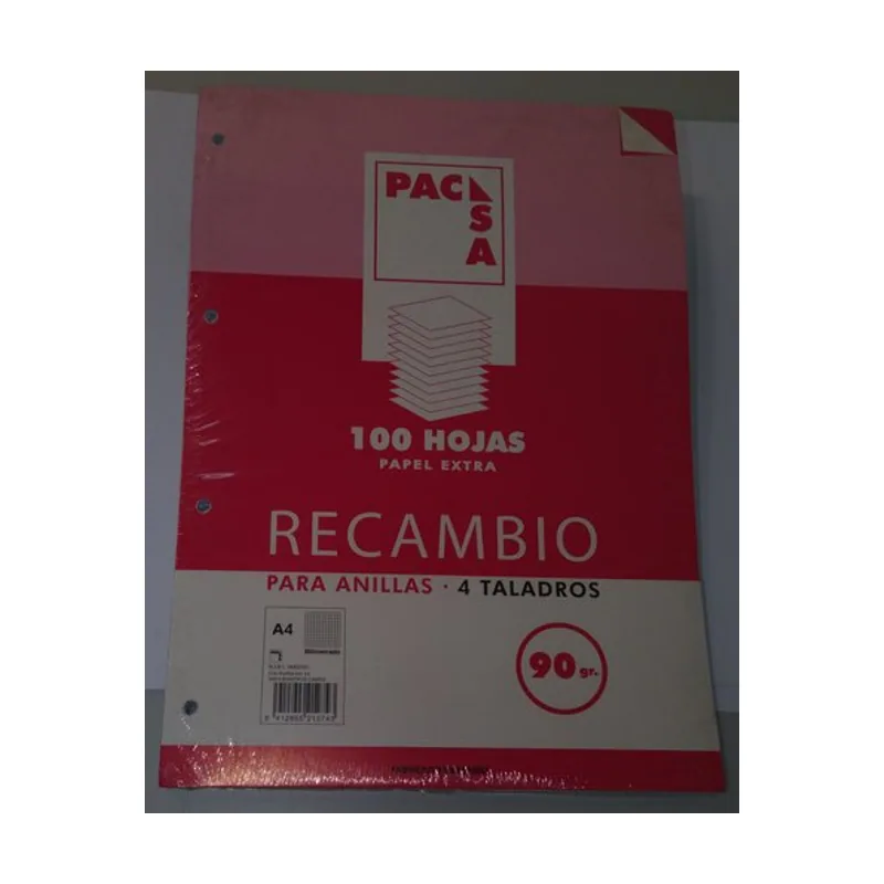PACSA Recambio de papel 4 Taladros blanco Folio 21 5 a x 31 5 h cm