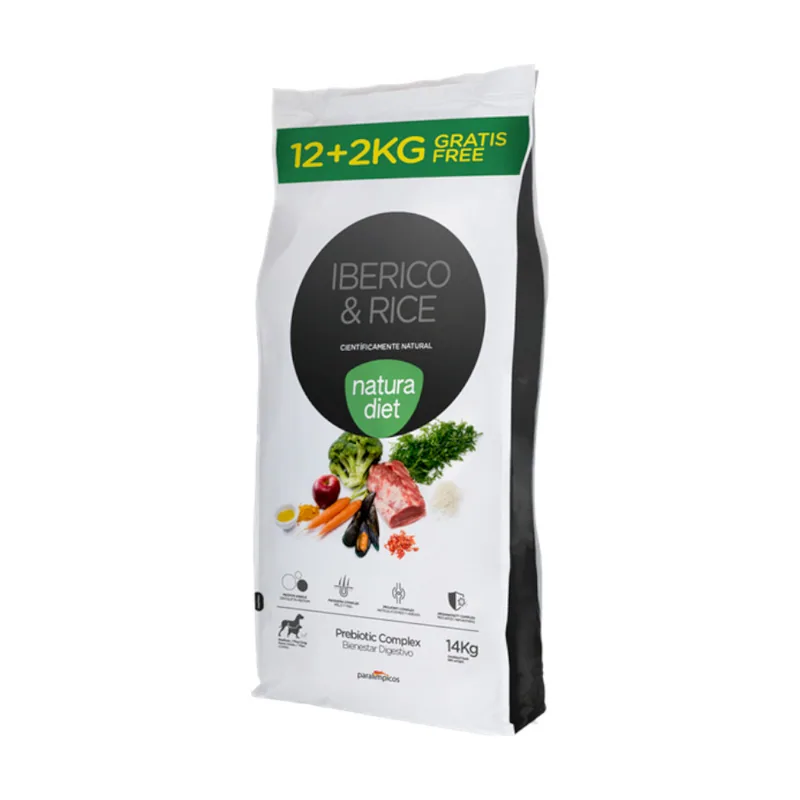 Natura Diet 14 kg 12 + 2 kg Ibérico y Arroz pienso