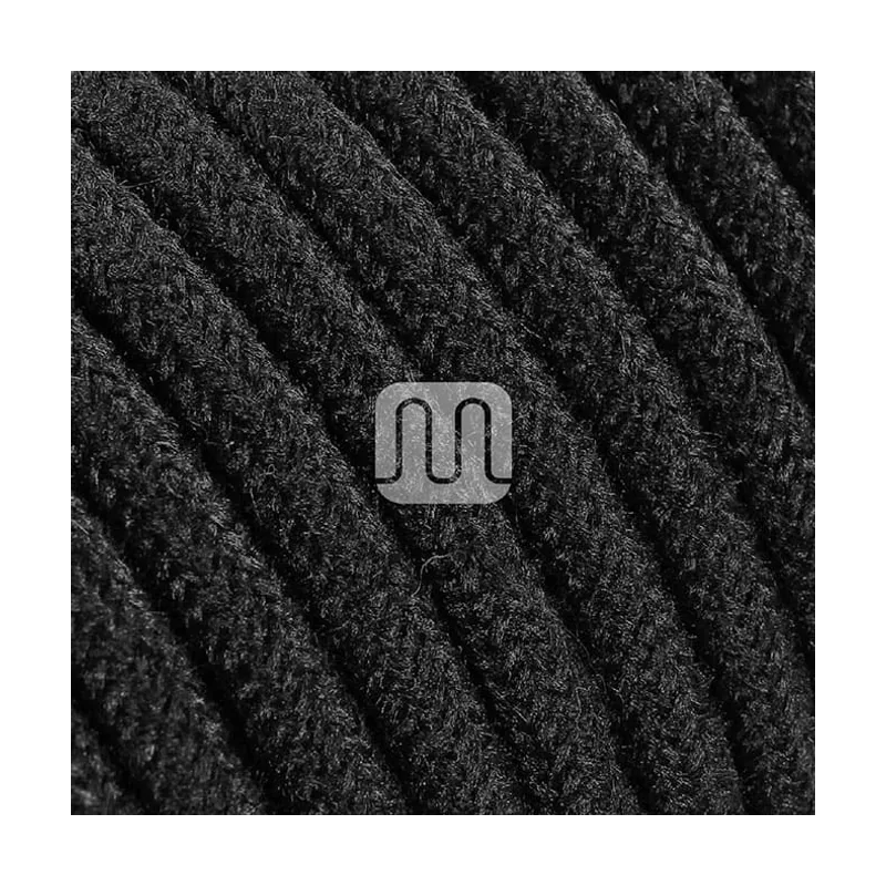 Cable eléctrico redondo revestido de tela de hilo crudo negro 50 metros 2 x 0,75 para lámparas