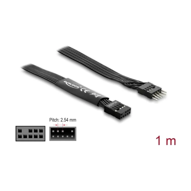 Delock hd audio flachbandkabel mainboard verlängerungskabel 9 pin pfostenstecker zu pfostenbuchse 1 m