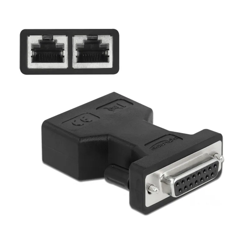 Adaptador de D-Sub 15 pin hembra a 2 x RJ45 hembra
