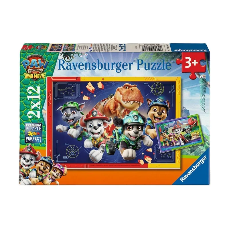 Puzzle 2 x 12 Piezas Paw Patrol 3 Dino Movie