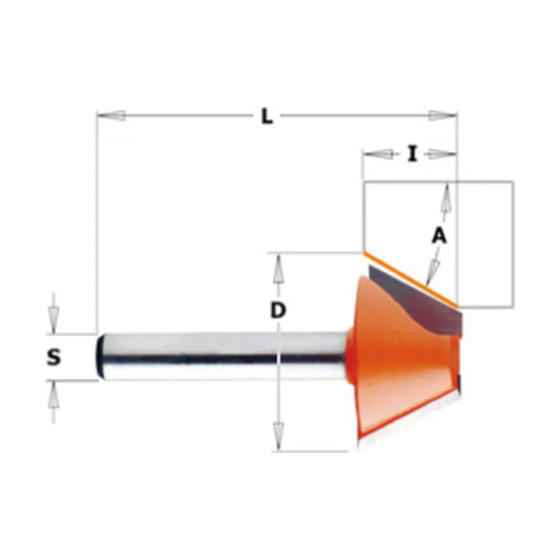 Cmt ORANGE TOOLS 936.950.11 Fresa para biselar con rodam. 45 Grados hm s 12 d 65